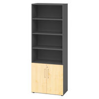 KOMBISCHRANK - 2 plus 4 Ordnerhöhen 42/80/215,6 cm in Graphitfarben/Ahornfarben - Ahornfarben/Graphitfarben, Holzwerkstoff (80/215.6/42cm) - bümö