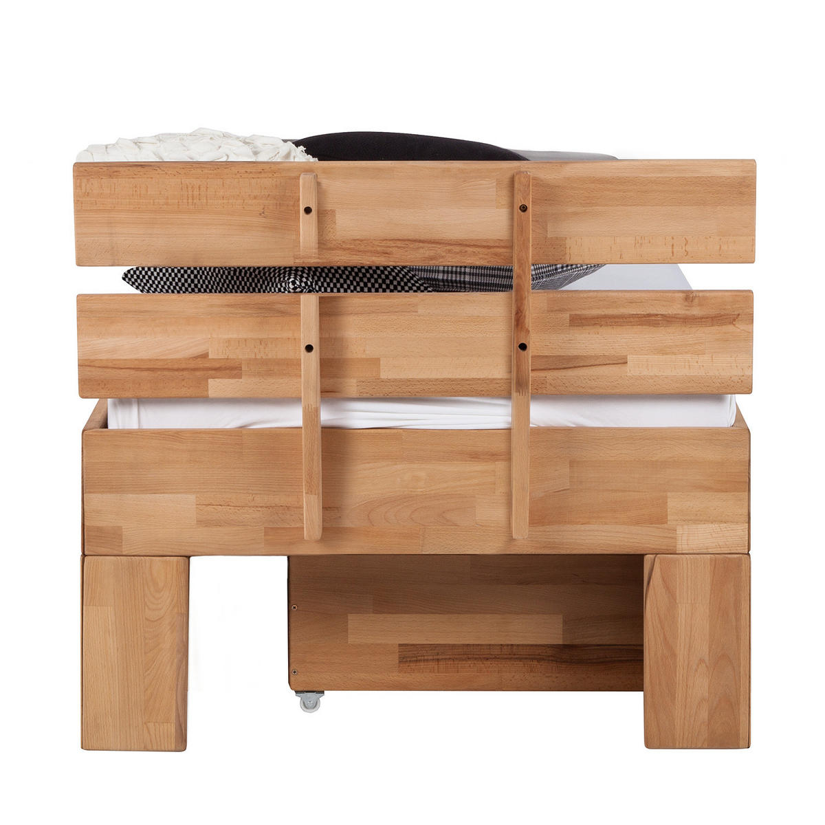 MASSIVHOLZBETT mit Bettkästen - Kernbuche massiv - Kernbuche, Holz (90/200cm) - home24