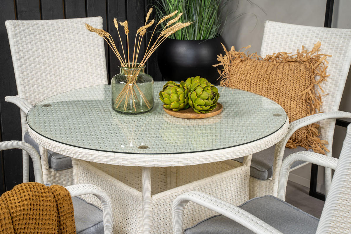 GARTENTISCHGRUPPE Weiß - Weiß, Holzwerkstoff - ebuy24