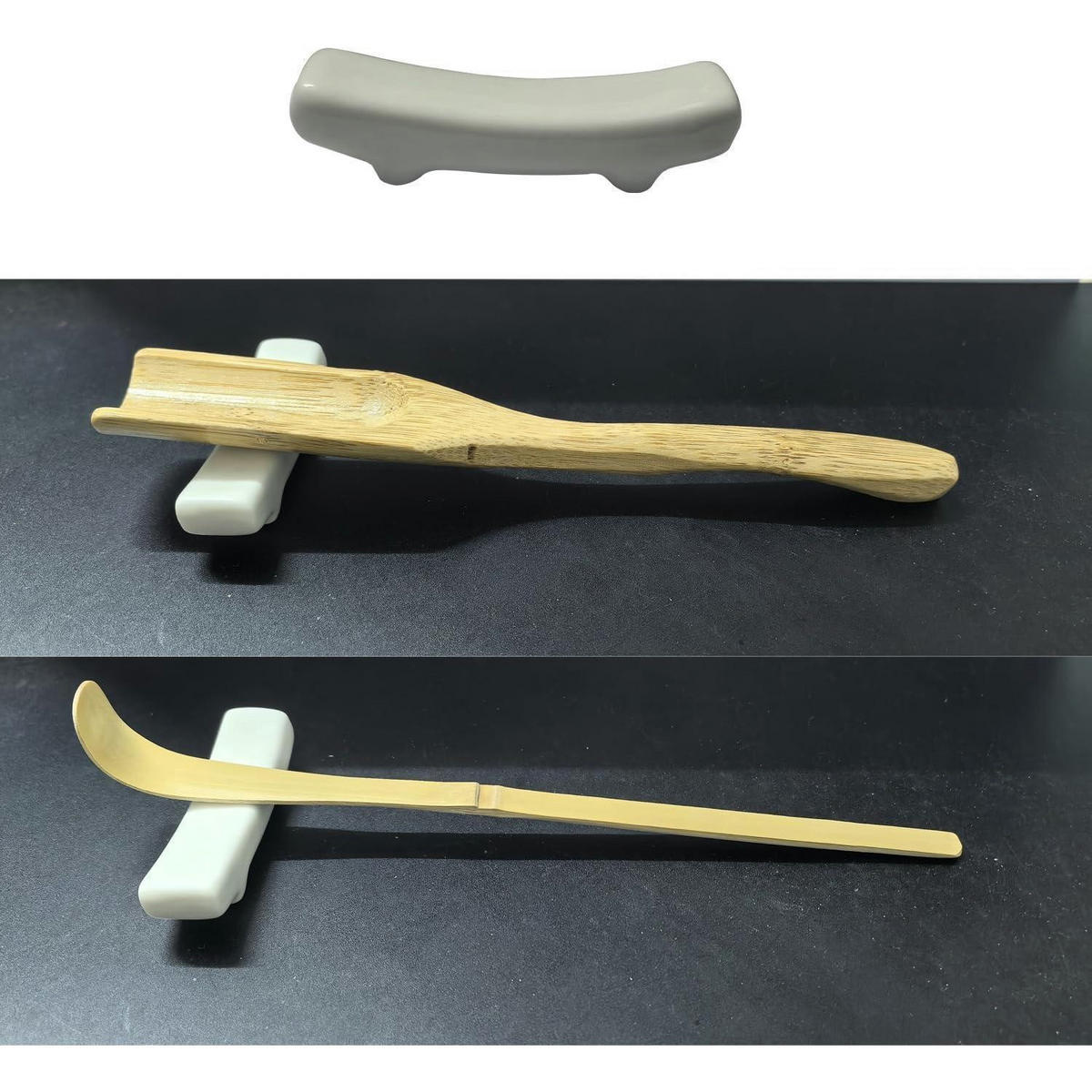 TEEZUBEHÖR 7-teiliges Set Matcha Schale mit Ausguss und Bambusbesen - Grün, Keramik (12.5/1.5/14cm)