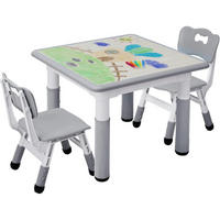KINDERTISCH mit 2 Stühlen Set höhenverstellbar Grau - Multicolor, Kunststoff (60/60/60cm)