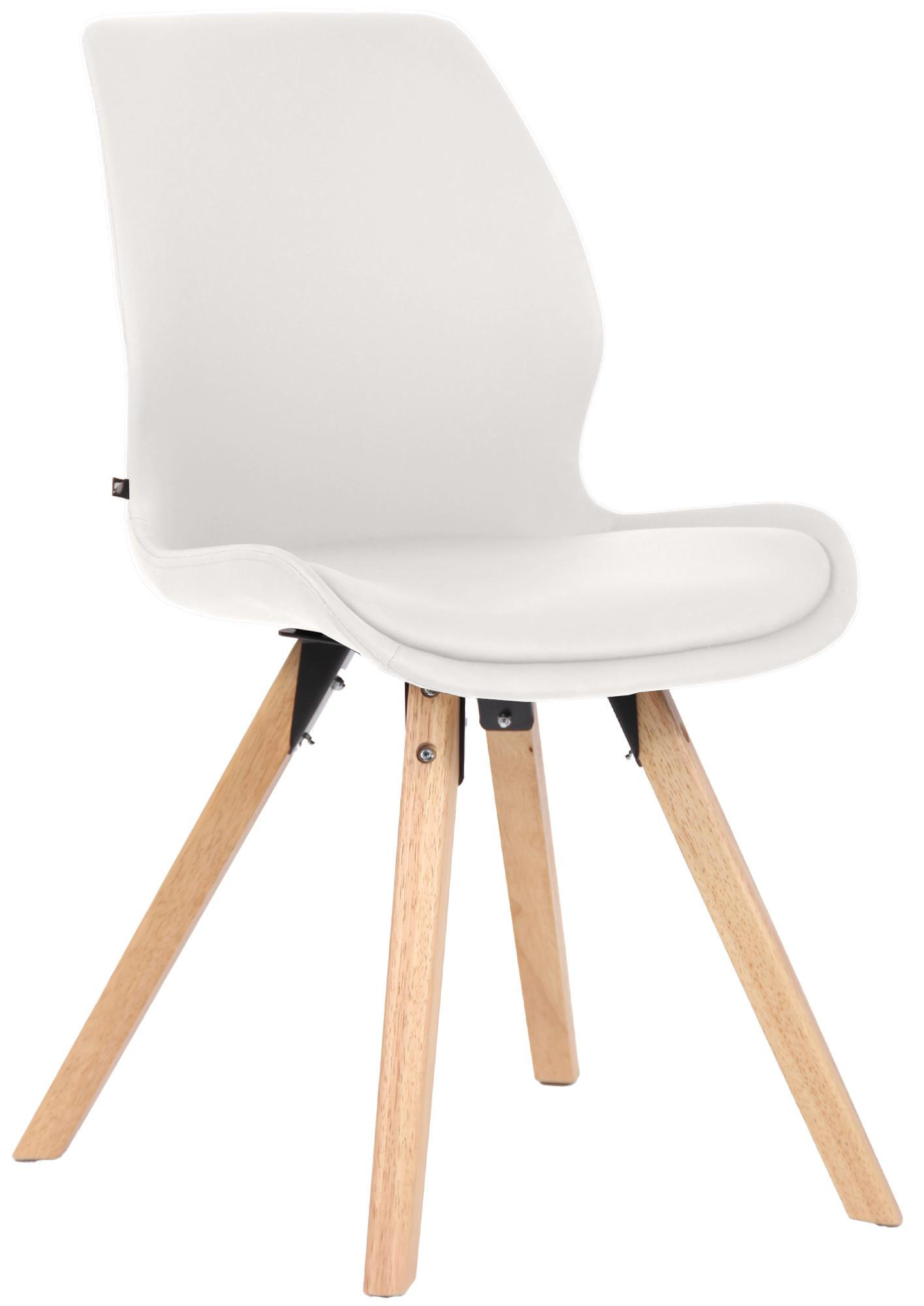 STUHL Lederlook Weiß - Eukalyptusholzfarben/Weiß, Holz/Textil (49/87/58cm) - CLP