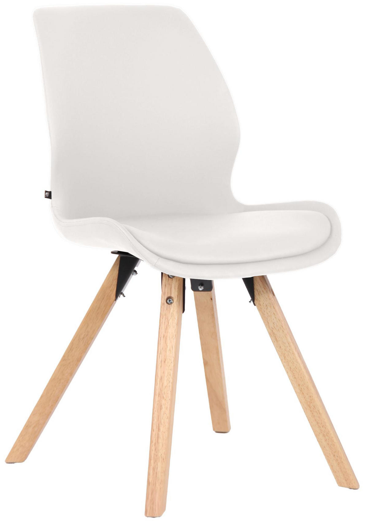 STUHL Lederlook Weiß - Eukalyptusholzfarben/Weiß, Holz/Textil (49/87/58cm) - CLP