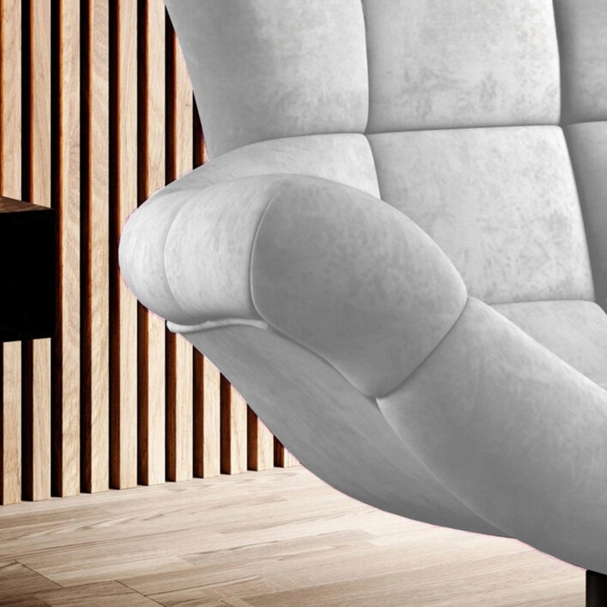 SESSEL SENSI Relaxstuhl mit 360° Drehung und Schwingfunktion – Lux-Schaumkissen, Esche, 104x46x119 cm - Silberfarben/Schwarz, Holz/Textil (104/119/84cm) - DomoHome