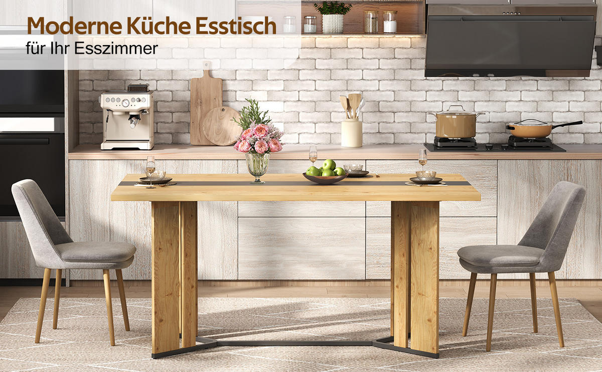 ESSTISCH Holz Eichenoptik mit Metallgestell 150×80 cm Skandinavisch - Sonoma Eiche, Holzwerkstoff (80/150/76cm) - Urban Meuble