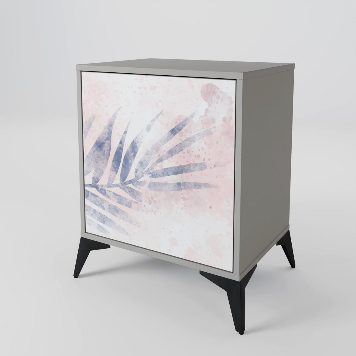 SIDEBOARD TIMELESS FLOAT, Grau, 57,5x42x72,5 cm, Schwarze Metallfüße - Multicolor/Schwarz, Holzwerkstoff/Metall (57.5/72.5/42cm) - SpaceRebels