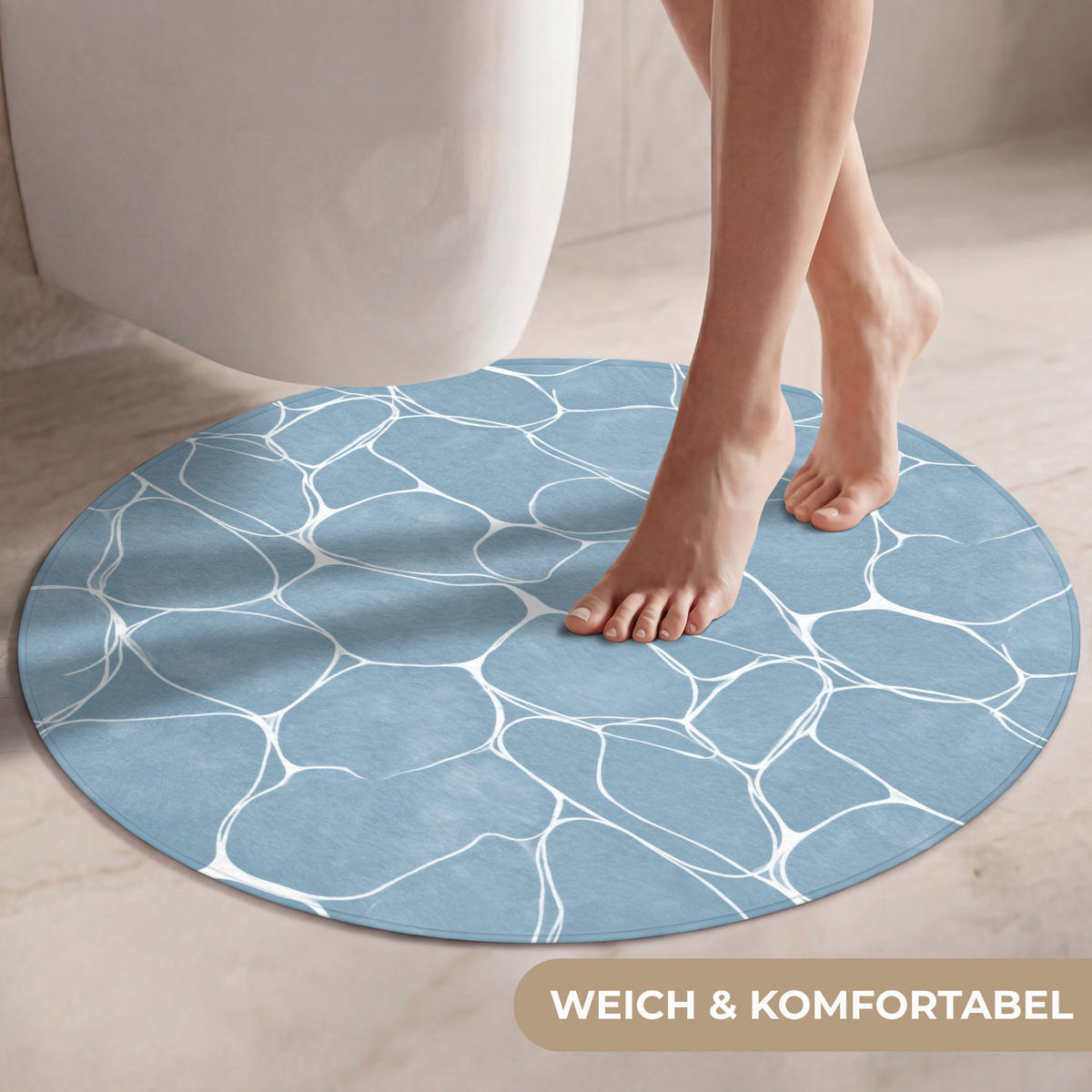 WC PŘEDLOŽKA Organic - vzor - modrá 70x70 cm - světle modrá, textil/plast (70/1cm) - OnlyWow