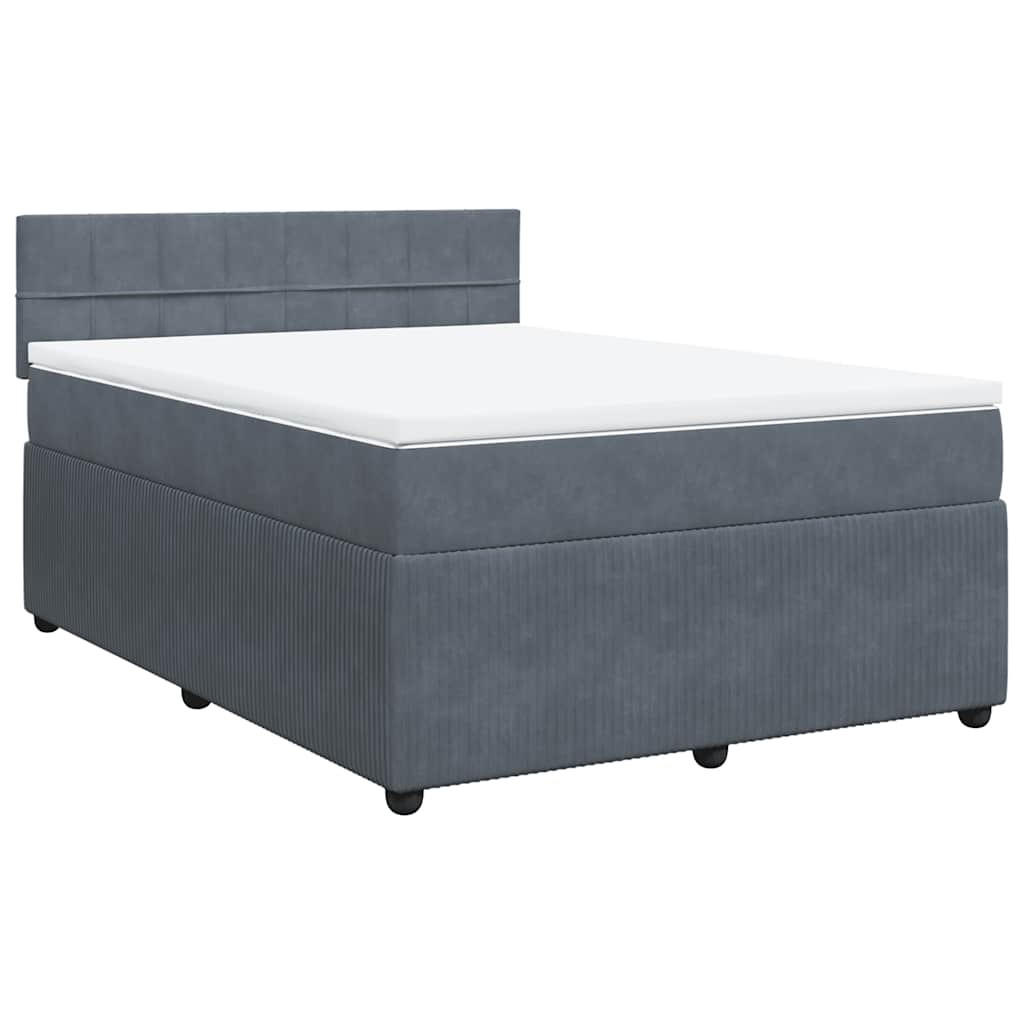 BOXSPRINGBETT 140/190 Cm Grau Samt - Grau, Textil (144/190cm) - vidaXL