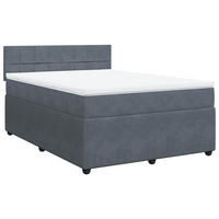 BOXSPRINGBETT 140/190 Cm Grau Samt - Grau, Textil (144/190cm) - vidaXL