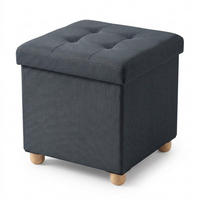 HOCKER mit Stauraum auf hölzernen Beinen 38/38/38 cm - Schwarz, Textil (38/38/38cm) - SCENA LIVING