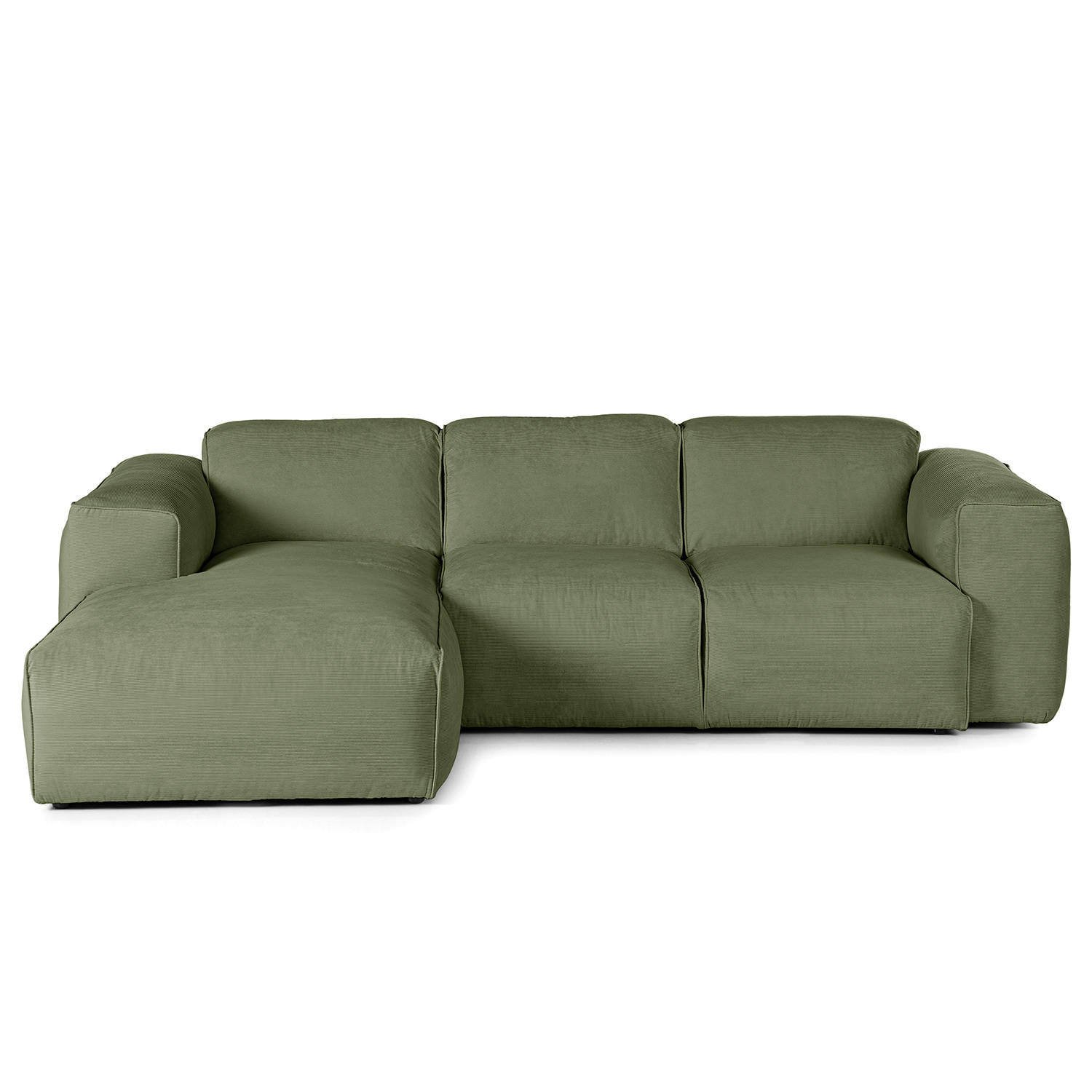 3-SITZER ECKSOFA mit Longchair - Dunkelgrün/Schwarz, Kunststoff/Textil (251/173cm) - home24