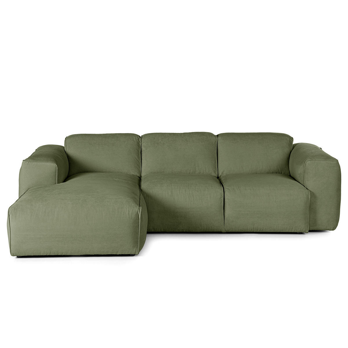 3-SITZER ECKSOFA mit Longchair - Dunkelgrün/Schwarz, Kunststoff/Textil (251/173cm) - home24