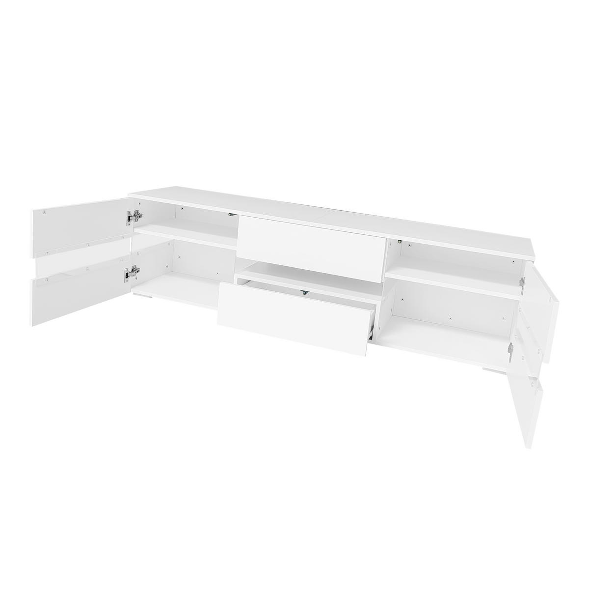 LOWBOARD DE-40485 2 Acryl-Glastüren mit LED und Hochglanz Weiß - Weiß, Holzwerkstoff (160/45/39cm) - ComfortXL