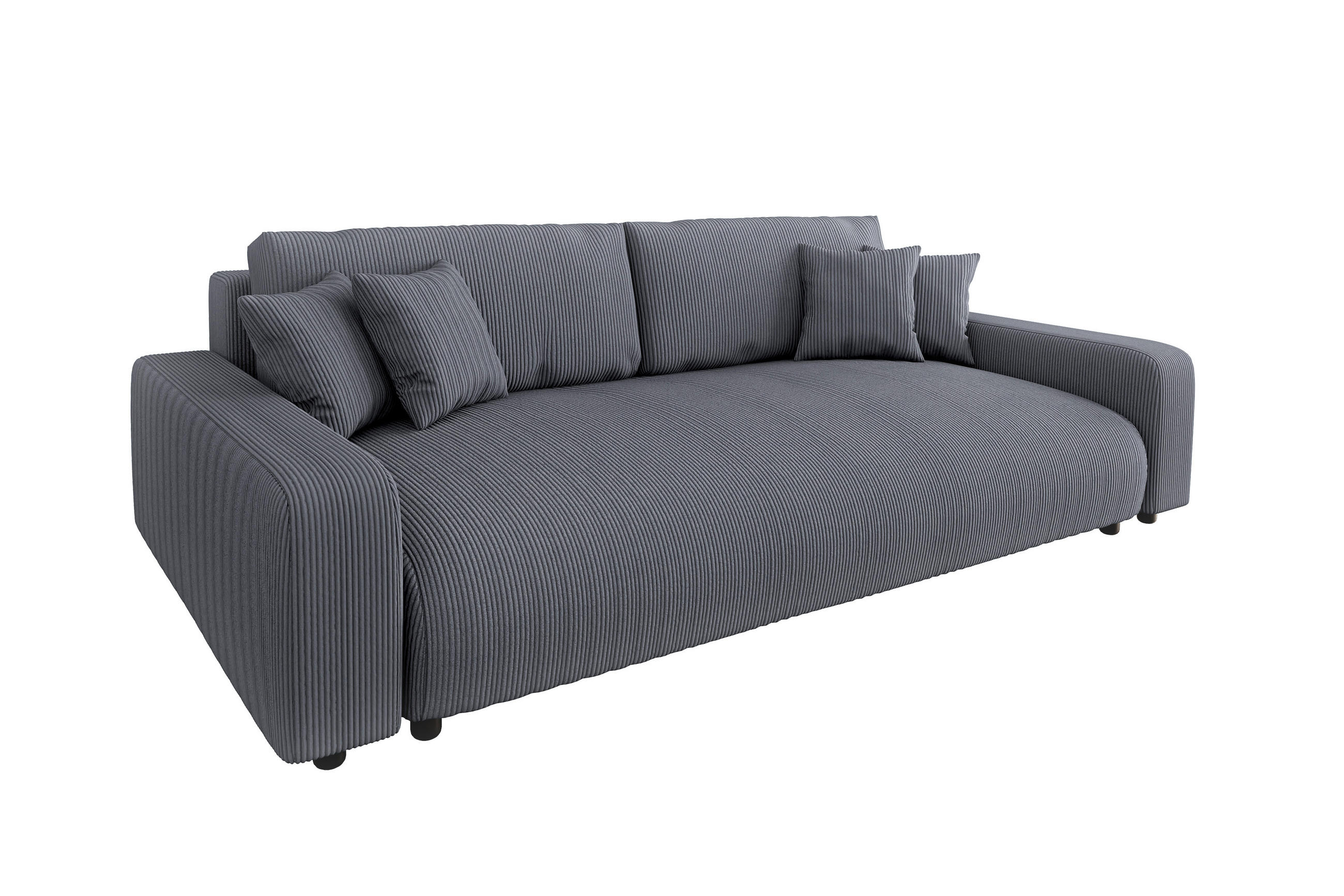 BIGSOFA Emma Grau Cord - Schwarz/Grau, Holz/Kunststoff (234/78/122cm) - S-Style Möbel