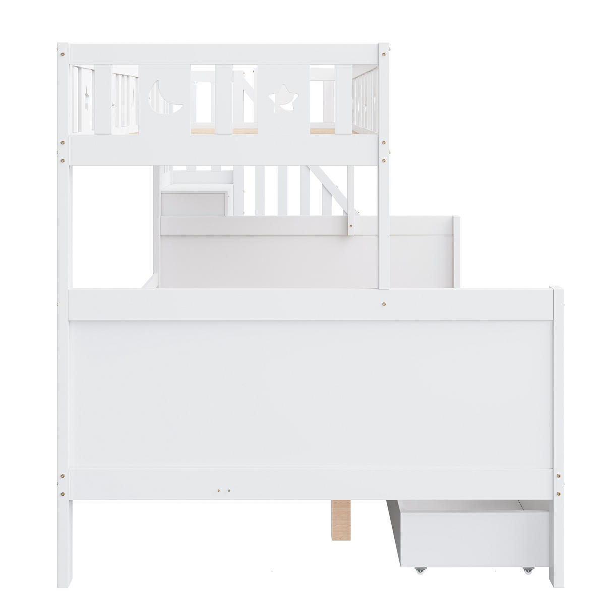 POSCHODOVÁ posteľ 90/200 a 140/200 cm biela s úložnými schodmi a zásuvkami z masívneho dreva - biela, drevo (90/200cm) - OKWISH