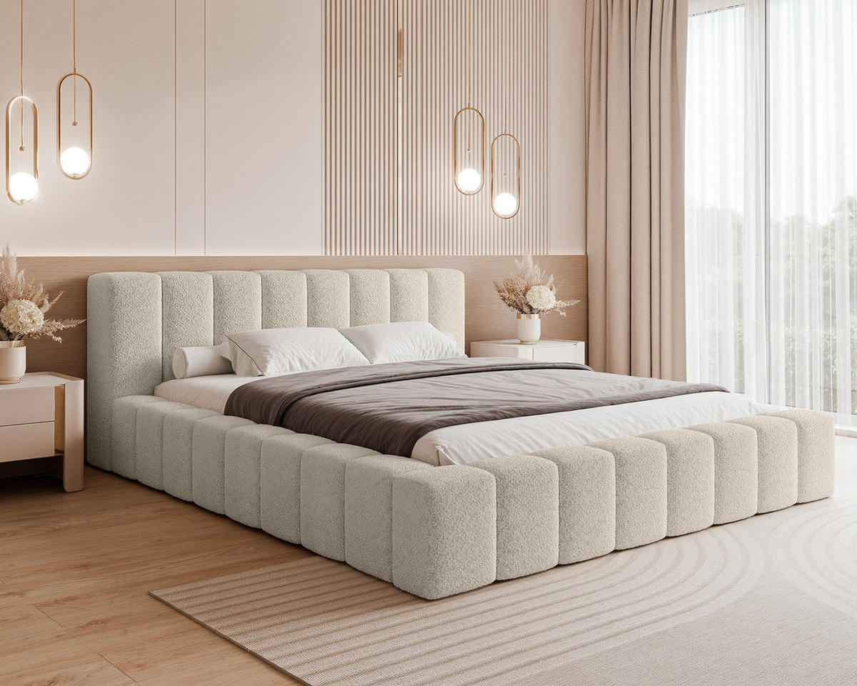 POLSTERBETT OMENO 140x200 cm, Beige - Beige, Textil (200/140cm) - Fedve