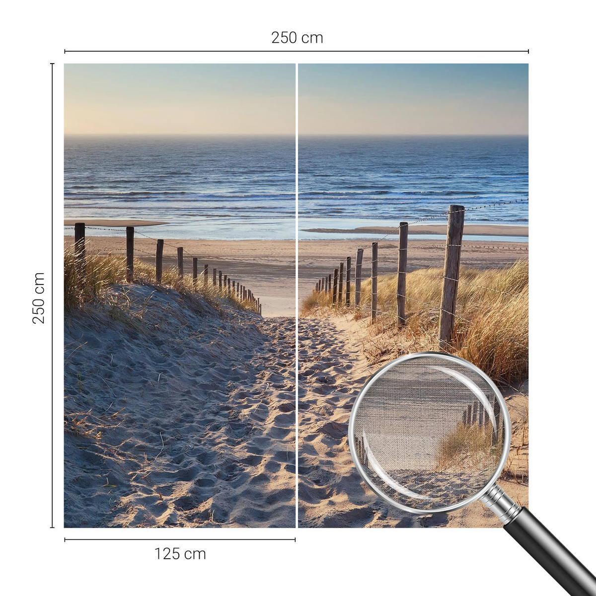 FOTOTAPETE 250x250 cm - Strandweg - Weiß, Textil (250/250cm) - Wallfluent