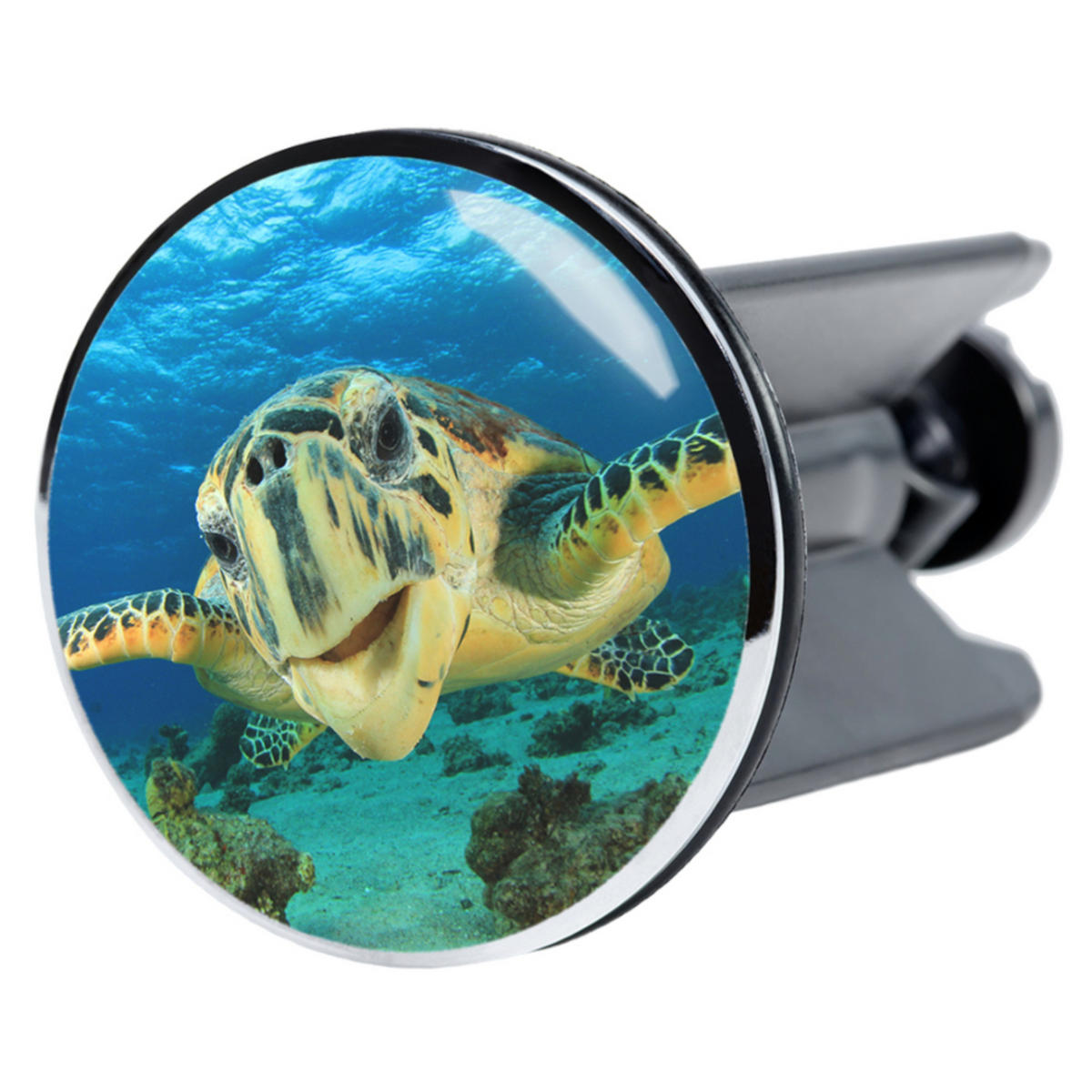 WASCHBECKENSTÖPSEL Schildkröte - Blau, Kunststoff/Metall (4/7/7cm) - Sanilo