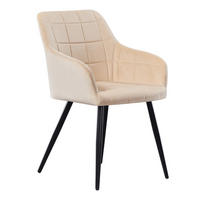 STUHL Samt Creme - Weiß, Metall (55/82/59cm) - Life Interiors