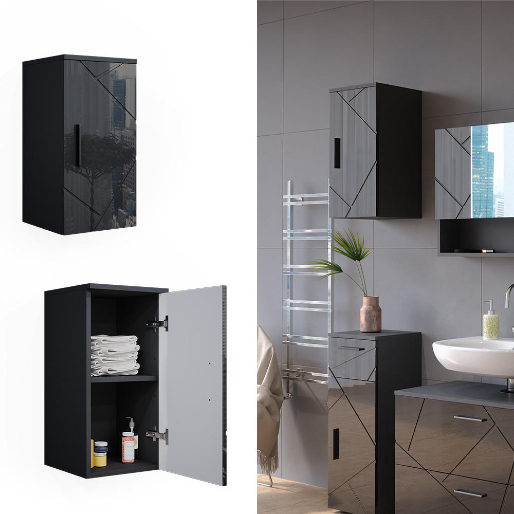 BADSCHRANK Irma Anthrazit Hochglanz 30 x 59 cm - Anthrazit, Holzwerkstoff (30/59/24cm) - Vicco