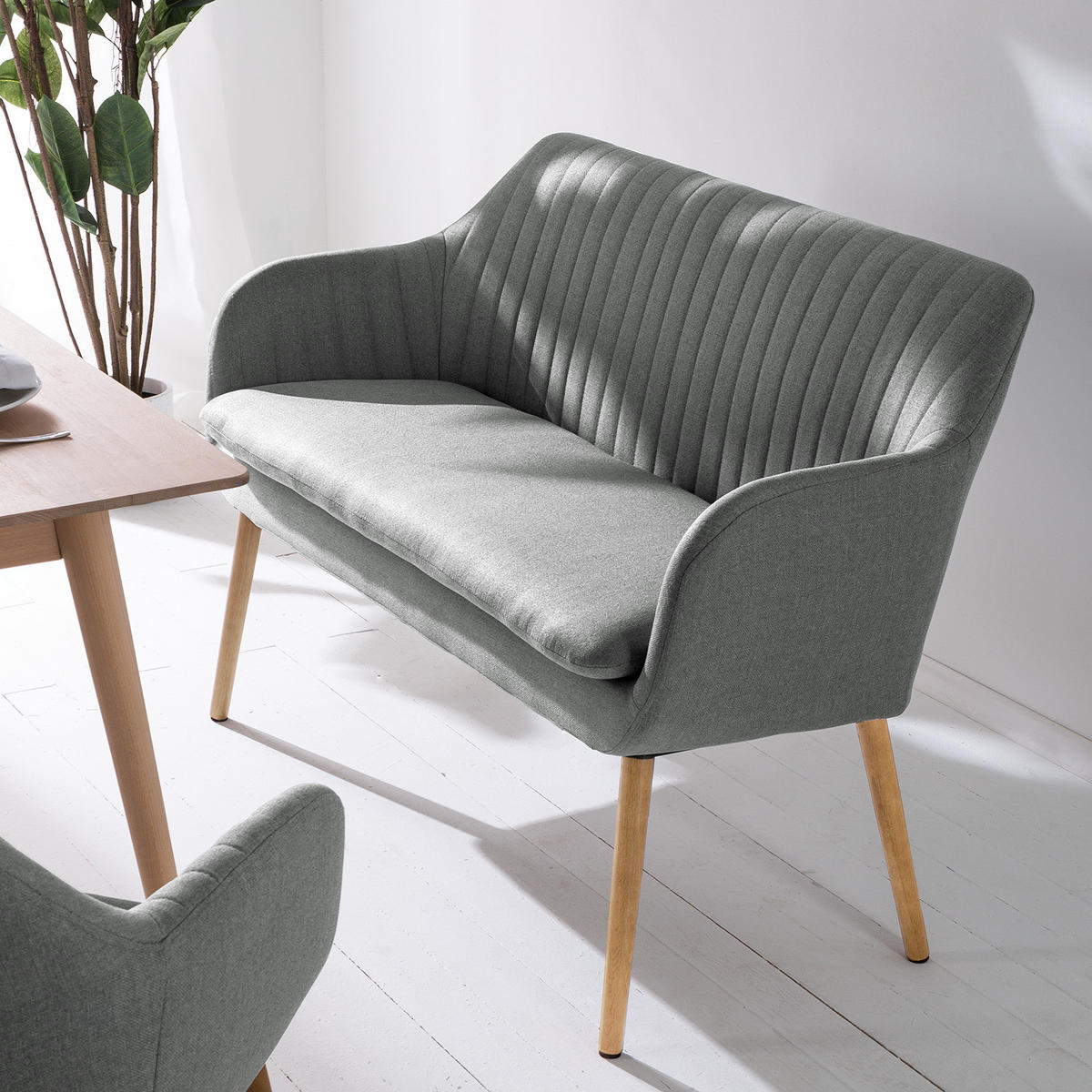KÜCHENSOFA - Graphitfarben, Eichenholz/Holz (130/85/62cm) - home24