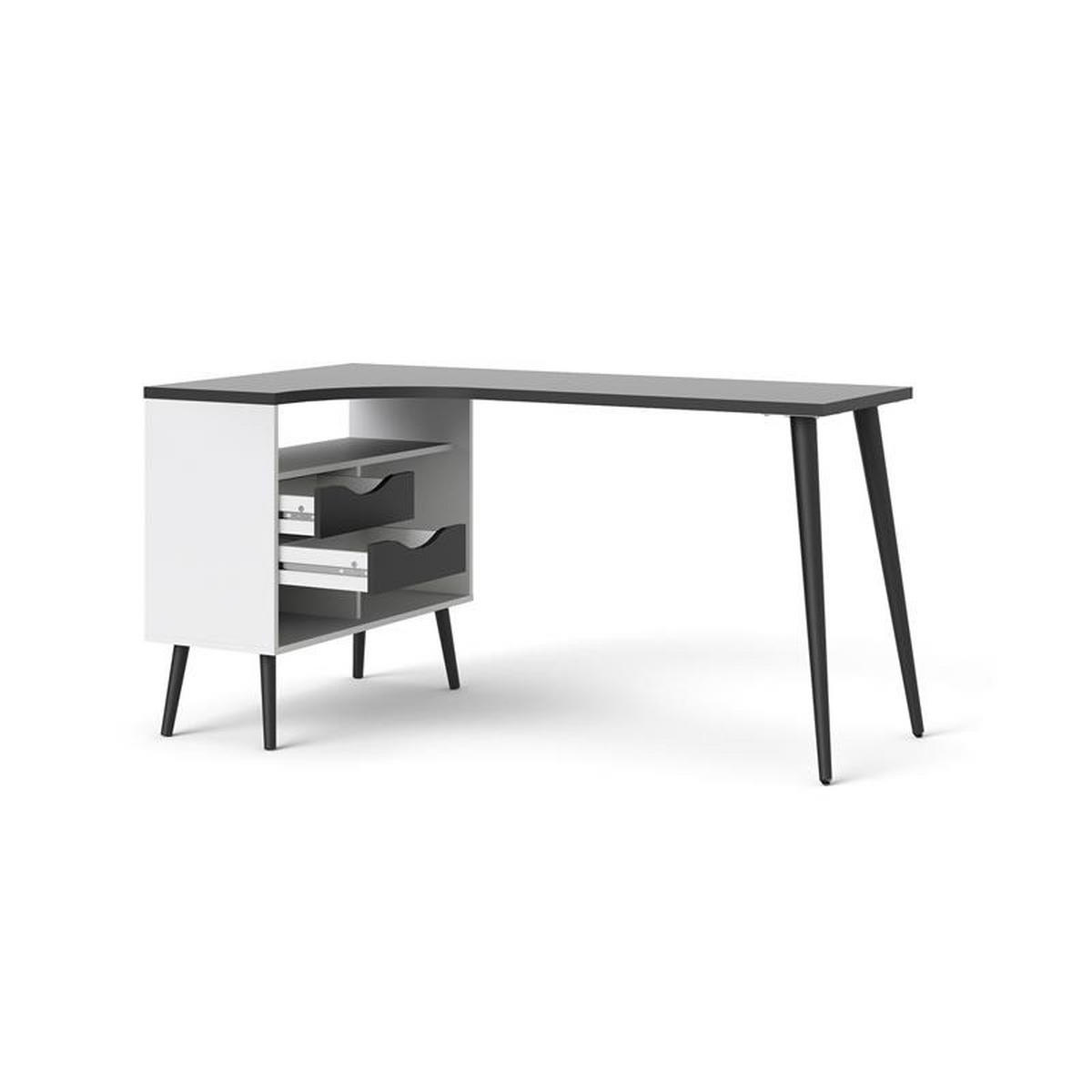 ECKSCHREIBTISCH Weiß - Schwarz, Holzwerkstoff (81/145/76cm) - ebuy24