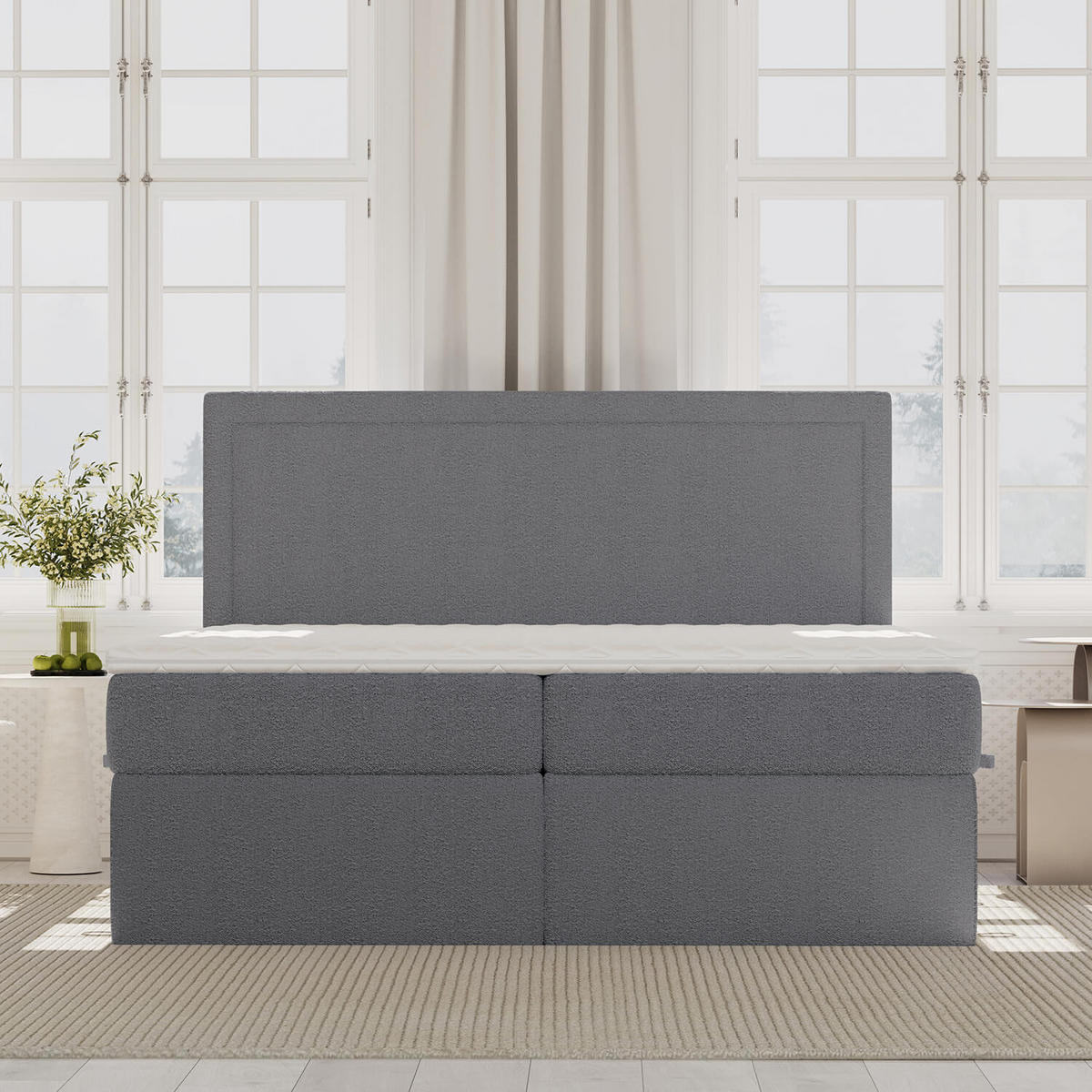 BOXBETT Jodan 200/200 cm Anthrazit im Baloo Stoff - Anthrazit/Schwarz, Holz/Holzwerkstoff (200/200cm) - AltaBeds