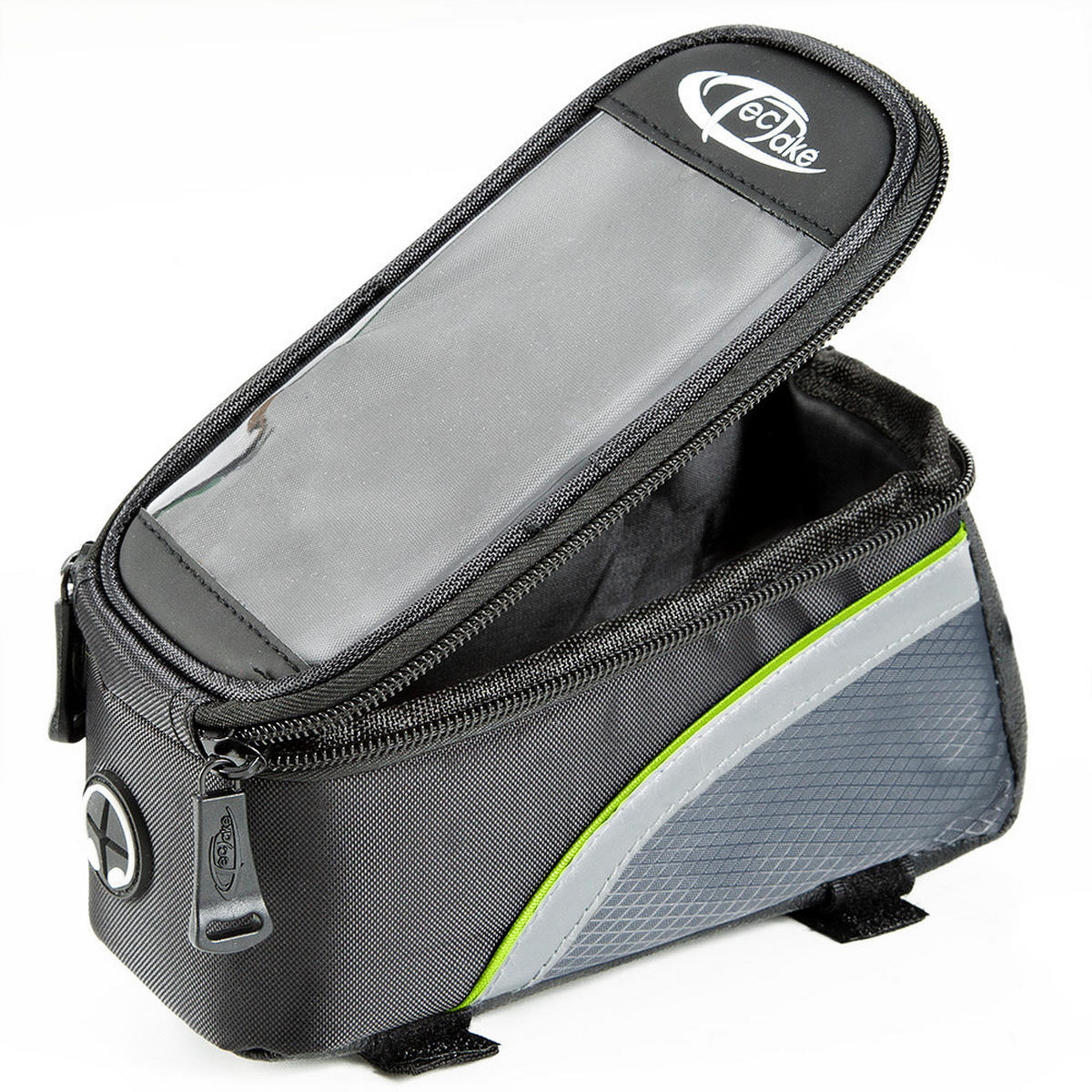 FAHRRADTASCHE, 20 x 9,5 x 10 cm ,schwarz/grau/grün - Schwarz/Grau, Kunststoff (9.5/10/20cm) - tectake