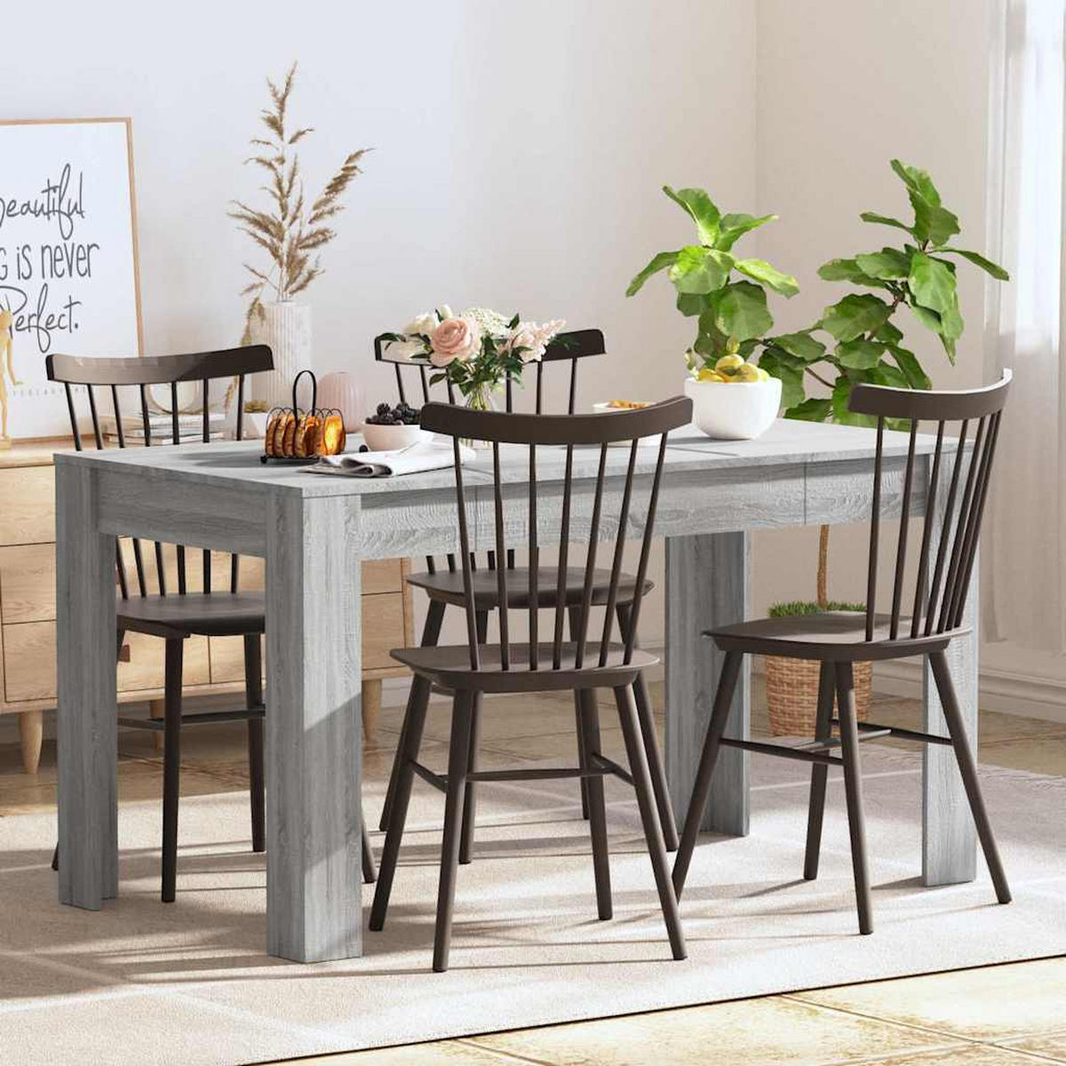 ESSTISCH Grau Sonoma 140/74,5/76 Cm Holzwerkstoff - Grau, Holzwerkstoff (140/74.5/76cm) - vidaXL