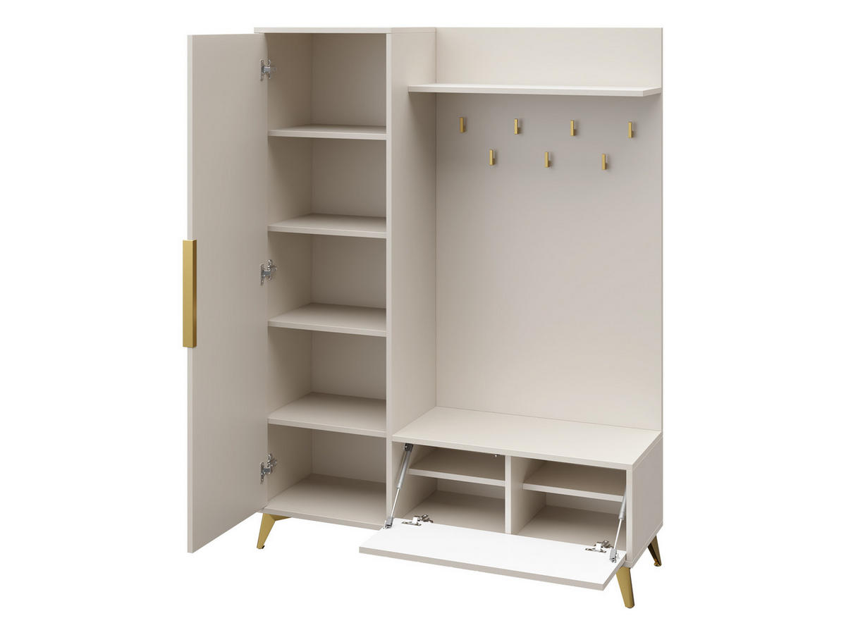 GARDEROBE-SET Xylix 1D1K - Sandfarben/Goldfarben, Holzwerkstoff/Metall (134/180/40cm) - MIRJAN24