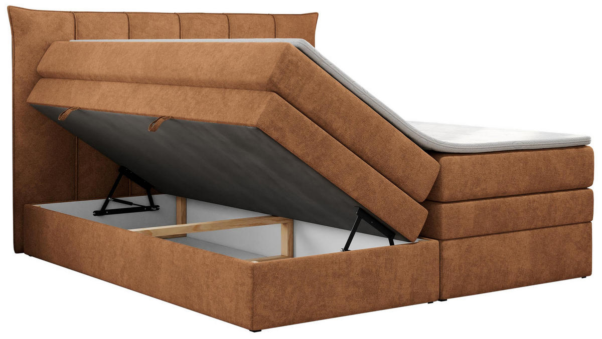 BOXSPRINGBETT PREMIUM 10 KING 120/200 Orange Struktur - H3 - Orange, Holz/Textil (120/200cm) - MKS