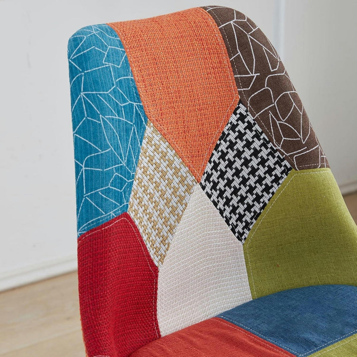 ESSZIMMERSTUHL 2-teiliges Set Patchwork Rot Massivholzbeine - Multicolor, Textil (49/83/42cm)
