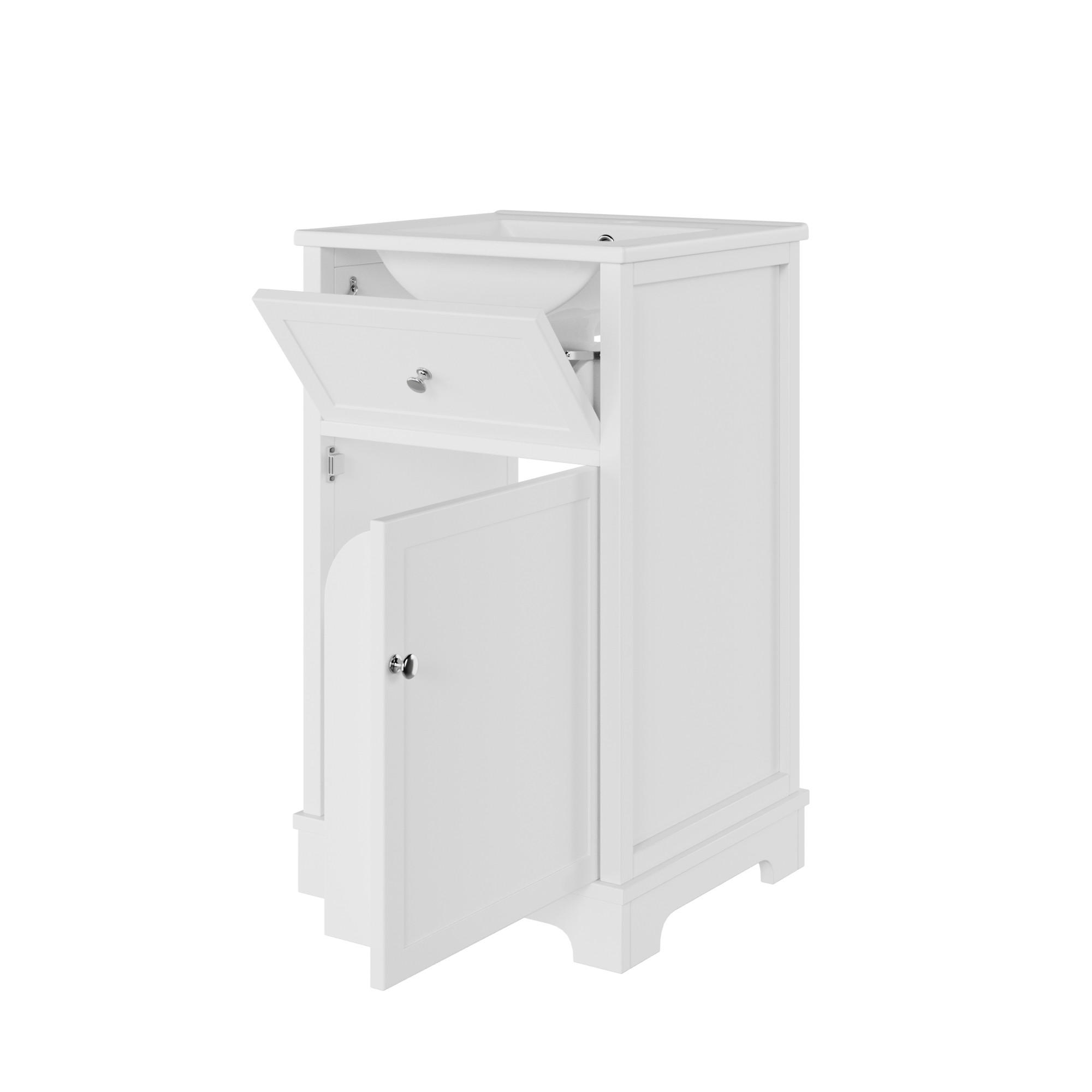 WASCHBECKENUNTERSCHRANK Badezimmer Badschrank MDF lackiert Keramikbecken Klappfach verstellbarer Boden - Weiß, Keramik/Holzwerkstoff (51/87/46cm) - EVRYAE