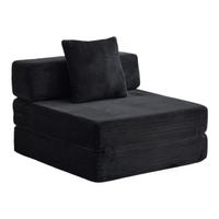 SCHLAFSOFA DE-33494 faltbar mit Rücken- und Armlehne Schwarz - Schwarz, Textil (92.5/60/92.5cm) - ComfortXL