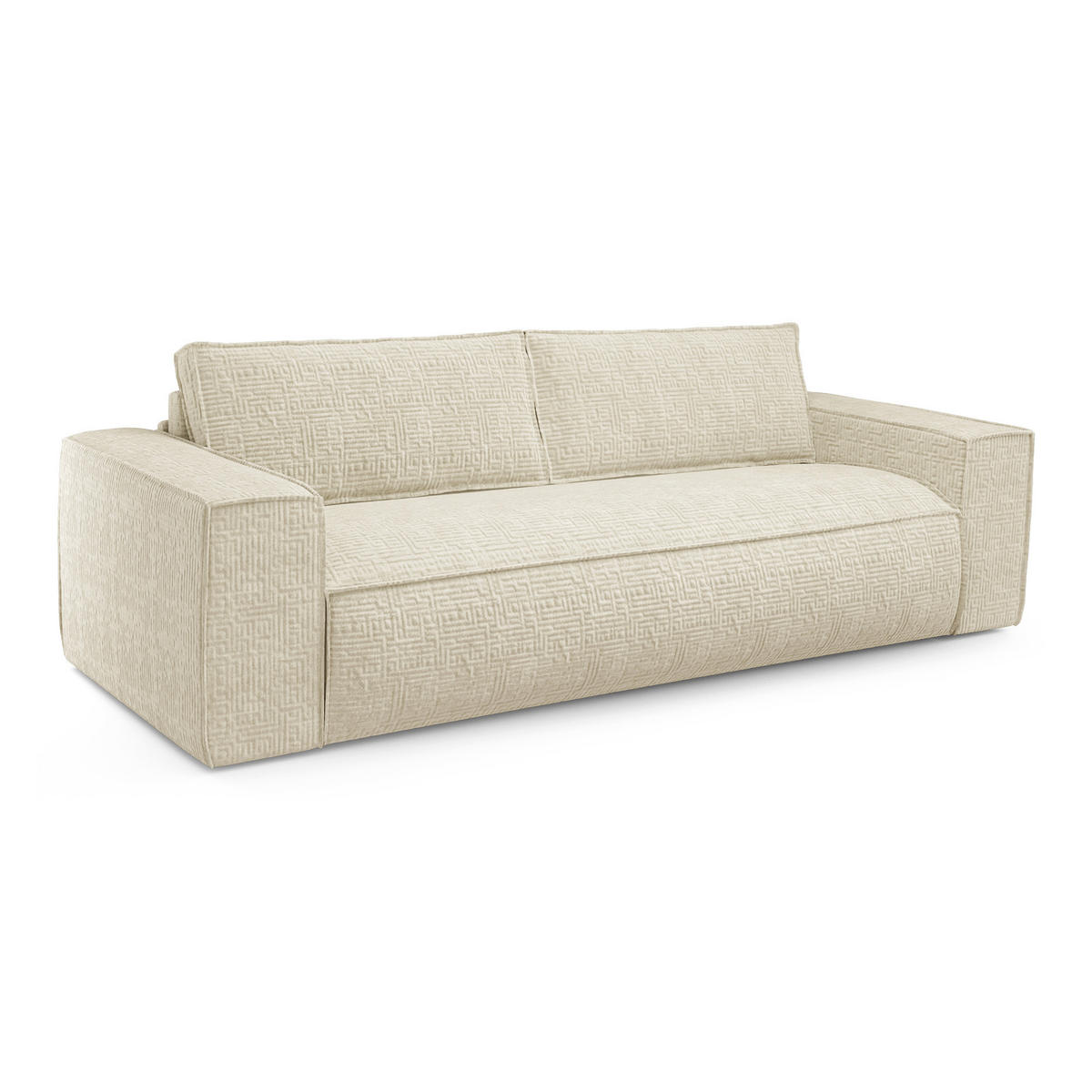 SCHLAFSOFA GERADE Samt Creme 214cm - Creme, Textil (214/90/100cm) - Sia Home