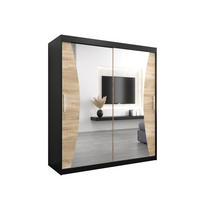 SCHWEBETÜRENSCHRANK 200/180/62 2-türig - Silberfarben/Schwarz, Holz/Kunststoff (180/200/62cm) - Abiks Möbel