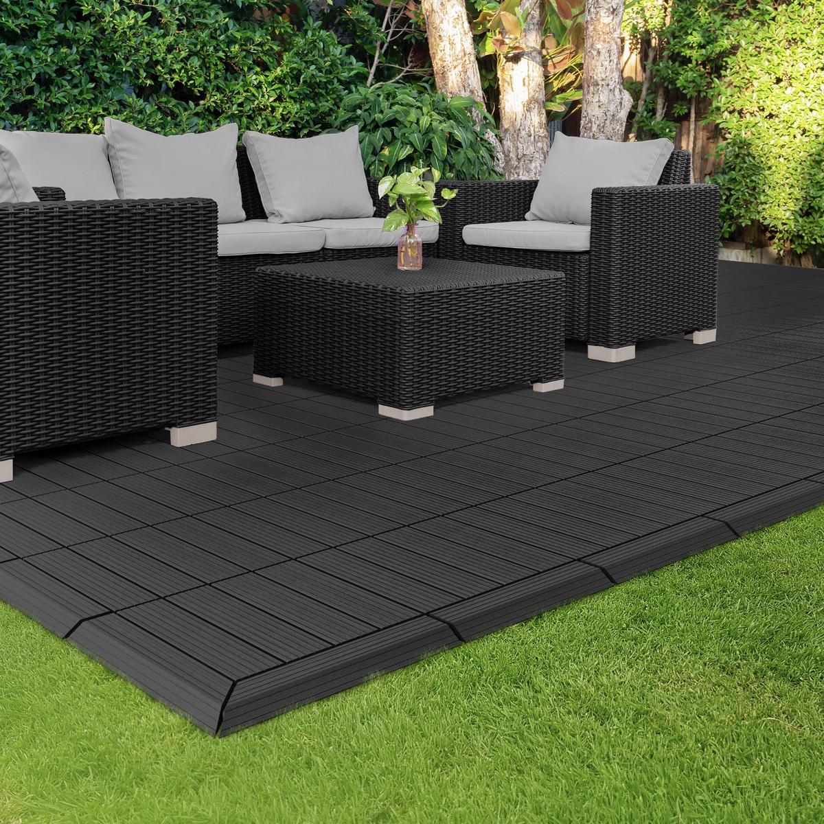 ABSCHLUSSLEISTE WPC Ecke links Anthrazit - Anthrazit, Holzwerkstoff (38/2/7.5cm) - ML-DESIGN