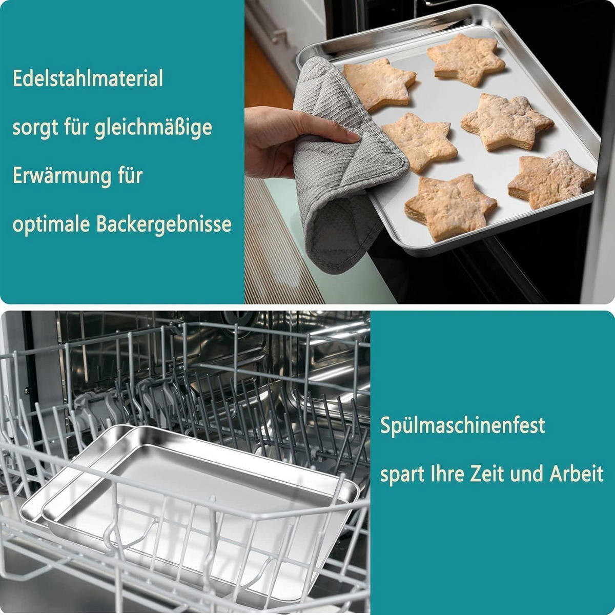 BACKBLECH 2er Set Edelstahl 26,4x20,4x2,5cm - Silberfarben, Metall (20.4/2.5/26.4cm)
