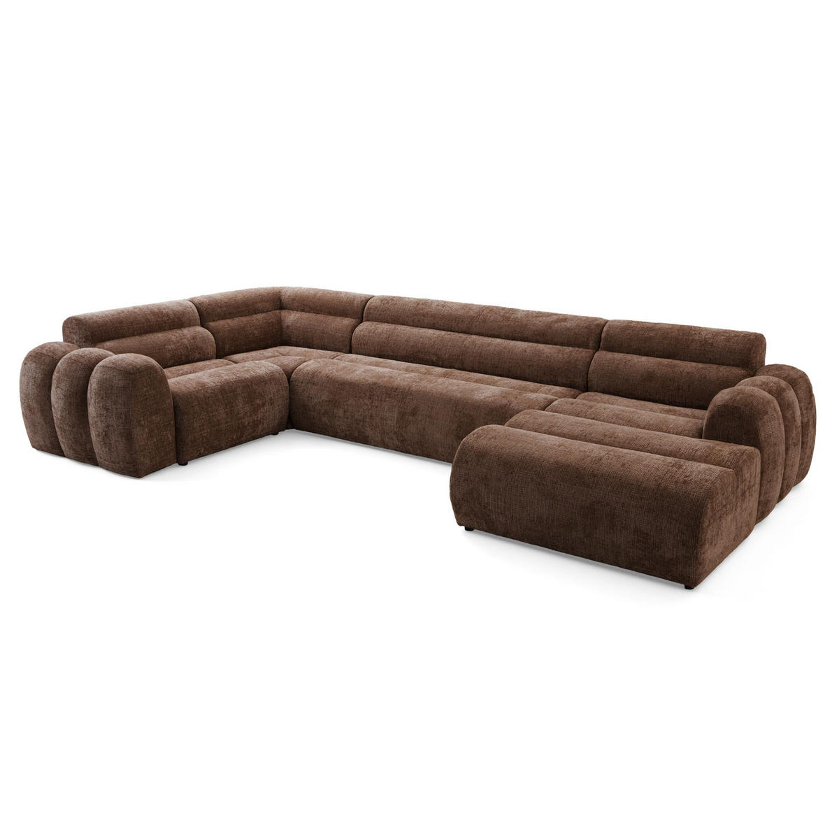 6-SITZER modulares Wohnlandschaft U XXL VEER SET 3 Links, 368 x 200 cm, Chenille Webstoff Orange - Schwarz/Orange, Holz/Kunststoff (368/75/200cm) - Muffo
