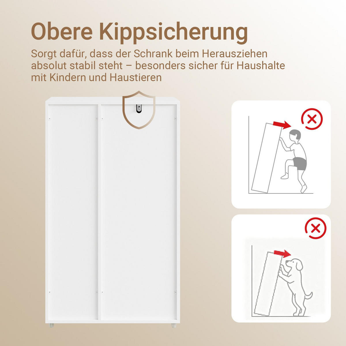 BADEZIMMERSCHRANK mit Wäschekorb und 2 Stoffschubladen 50x85x30 cm - Weiß, Holzwerkstoff (50/85/30cm) - SoBuy