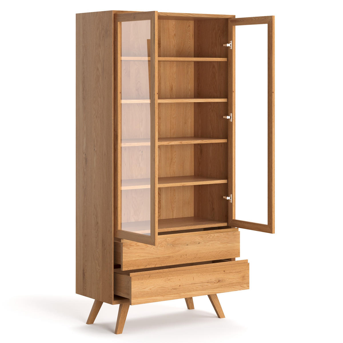 VITRINE Quatro aus massivem Eichenholz 120 cm - Eichefarben/Naturfarben, Holz (120/205/45cm) - Danzz