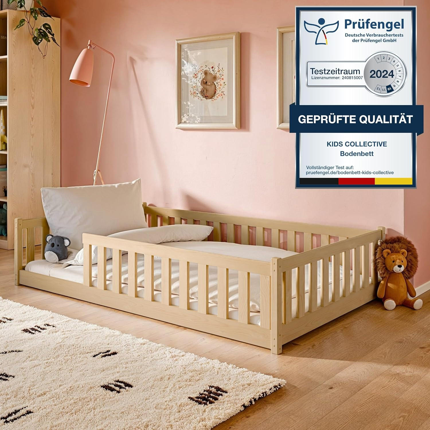 BODENBETT 120x200 cm in natur - Naturfarben, Holz (120/200cm) - Kids Collective