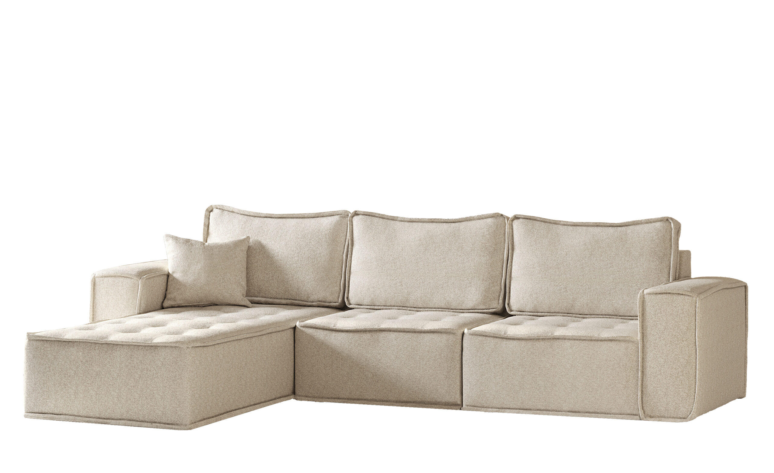 ECKSOFA L-förmige Bohoo-Maxi Champagner Links - Champagner, Holz (192/292cm) - Kaiser Möbel