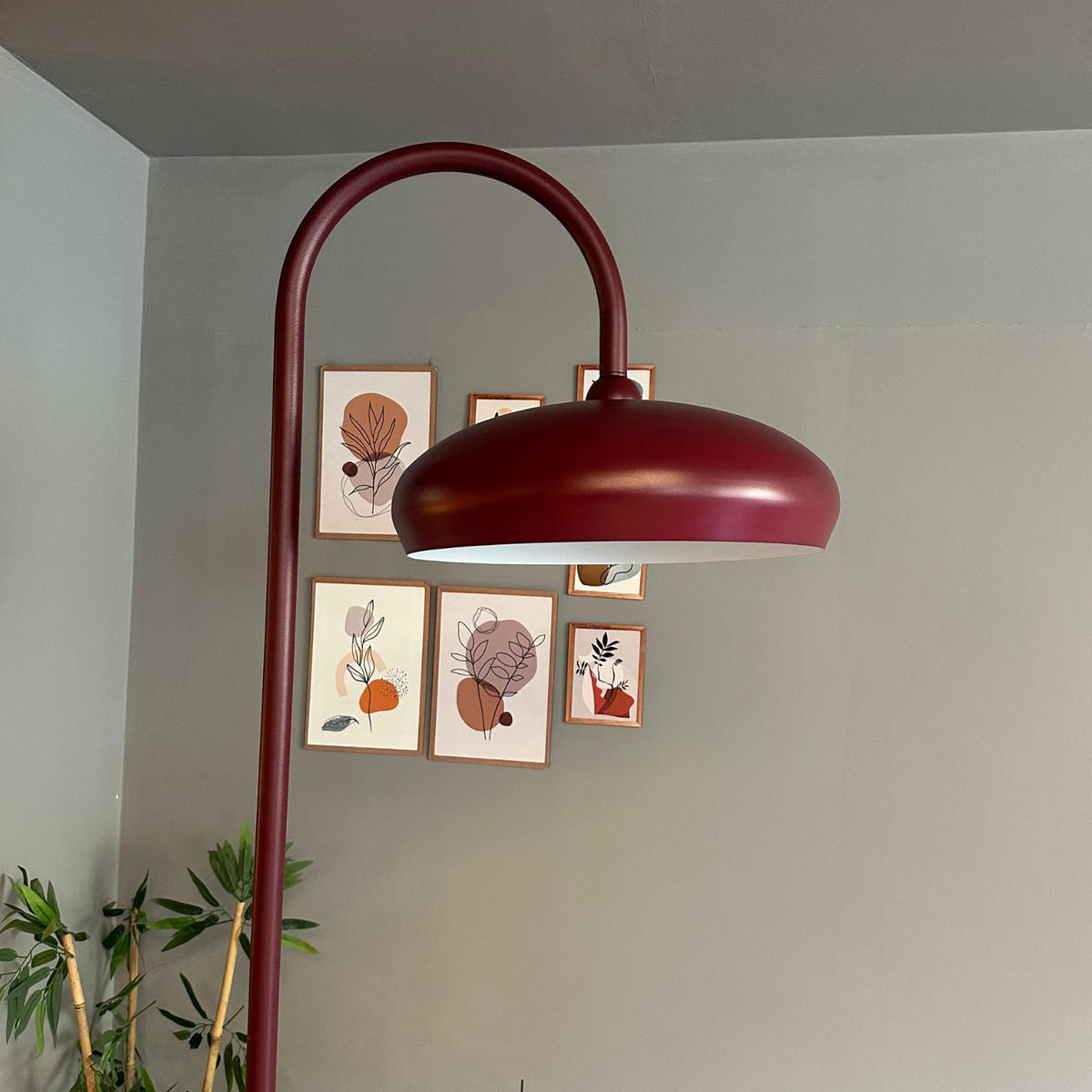 STEHLAMPE Bralo 180 Cm - Bordeaux, Metall (37/37/180cm) - Bamyum