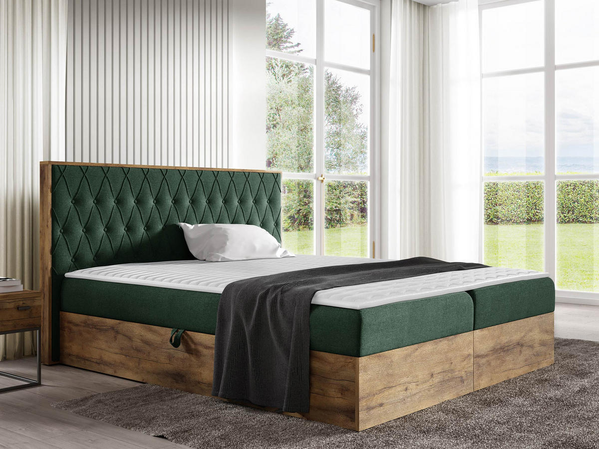 BOXBETT Wood 6 - Grün, Holz/Textil (160/200cm) - MIRJAN24