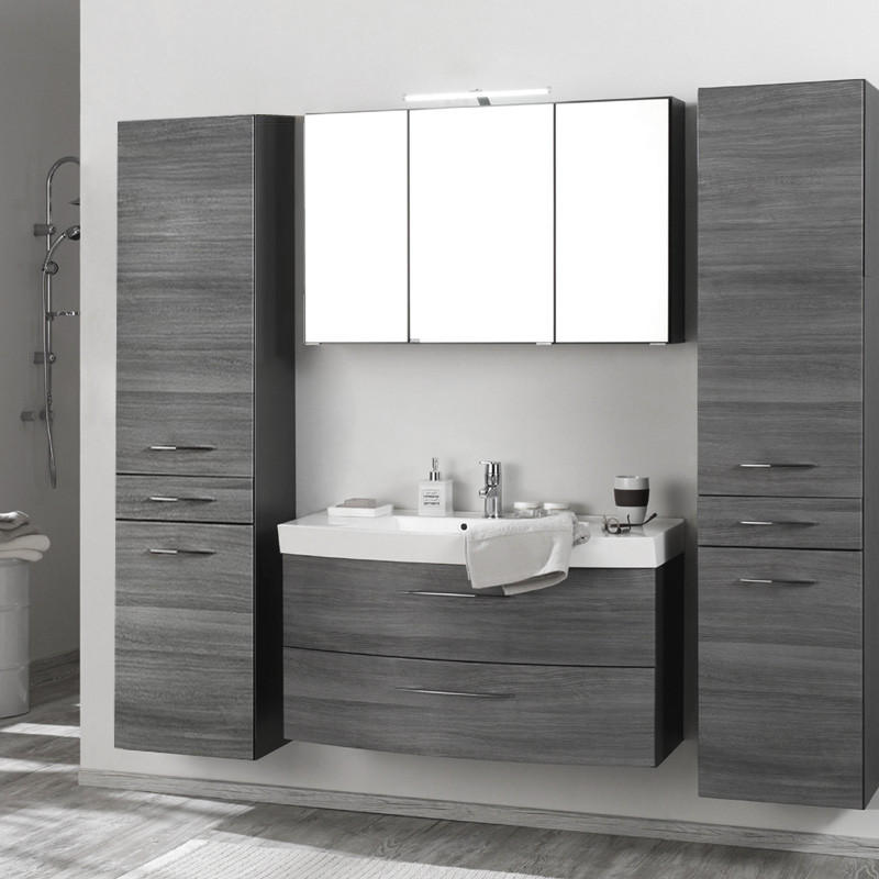 BADMÖBEL-SET 4-TLG. Florido-03 - Grau, Holzwerkstoff (210/200/47cm) - Lomado