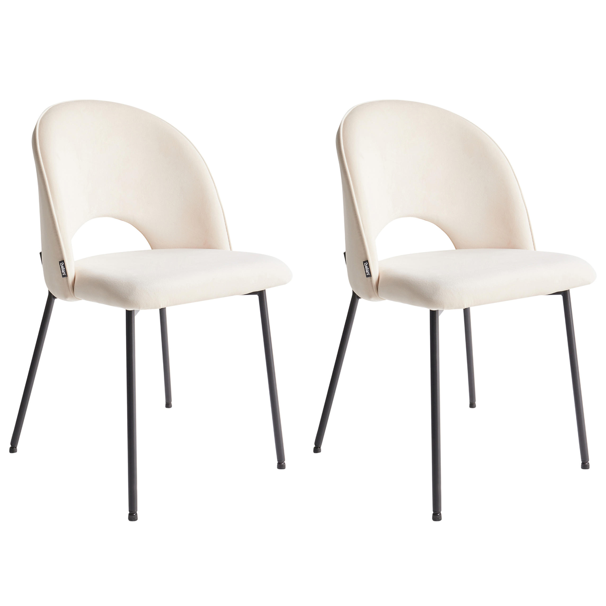 ESSZIMMERSTUHL 2er-Set Samtstoff Beige Covelo - Beige, Textil/Metall (46/83/53cm) - Beliani