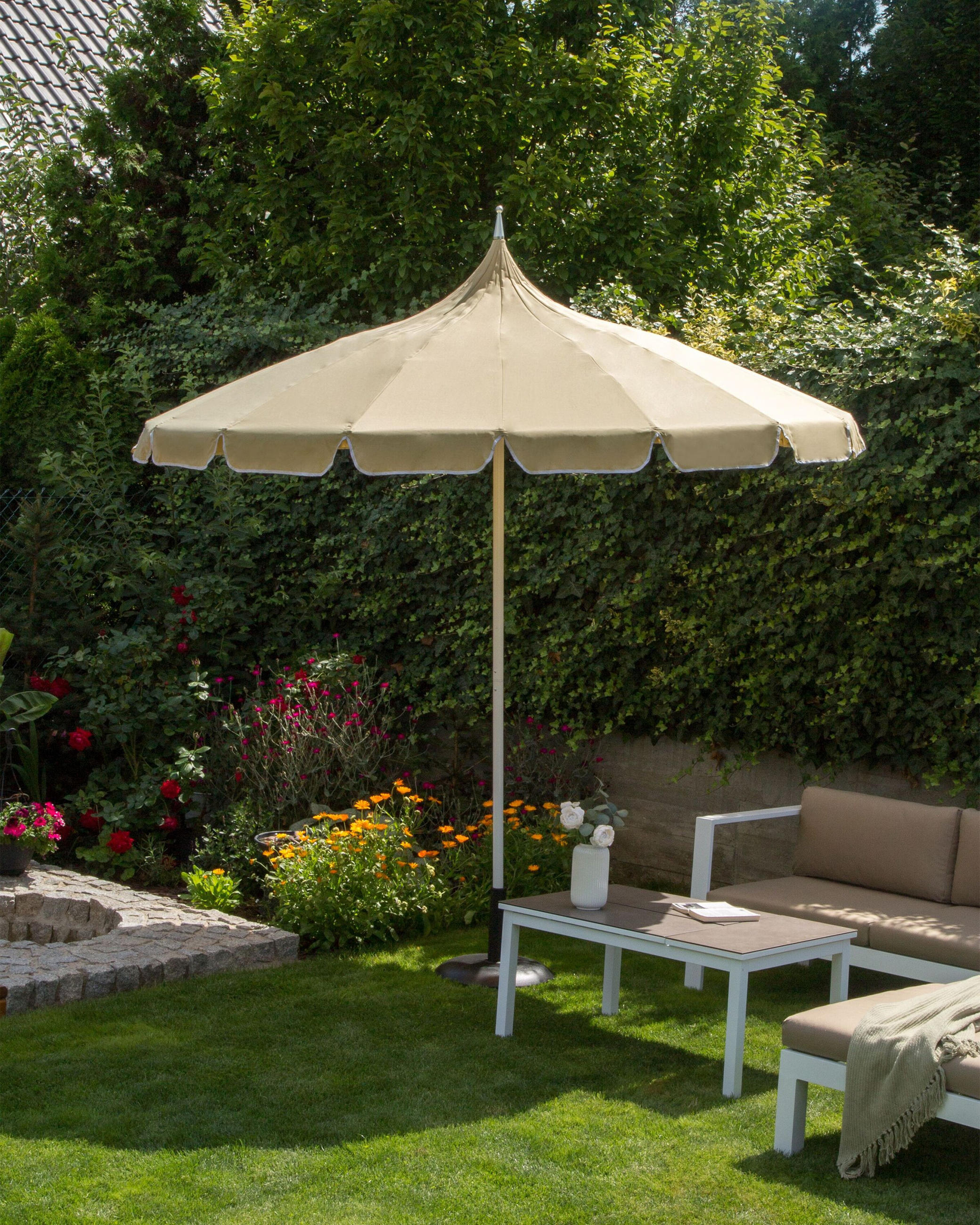 SONNENSCHIRM Beige Minoa - Beige, Textil (245/245cm) - Beliani