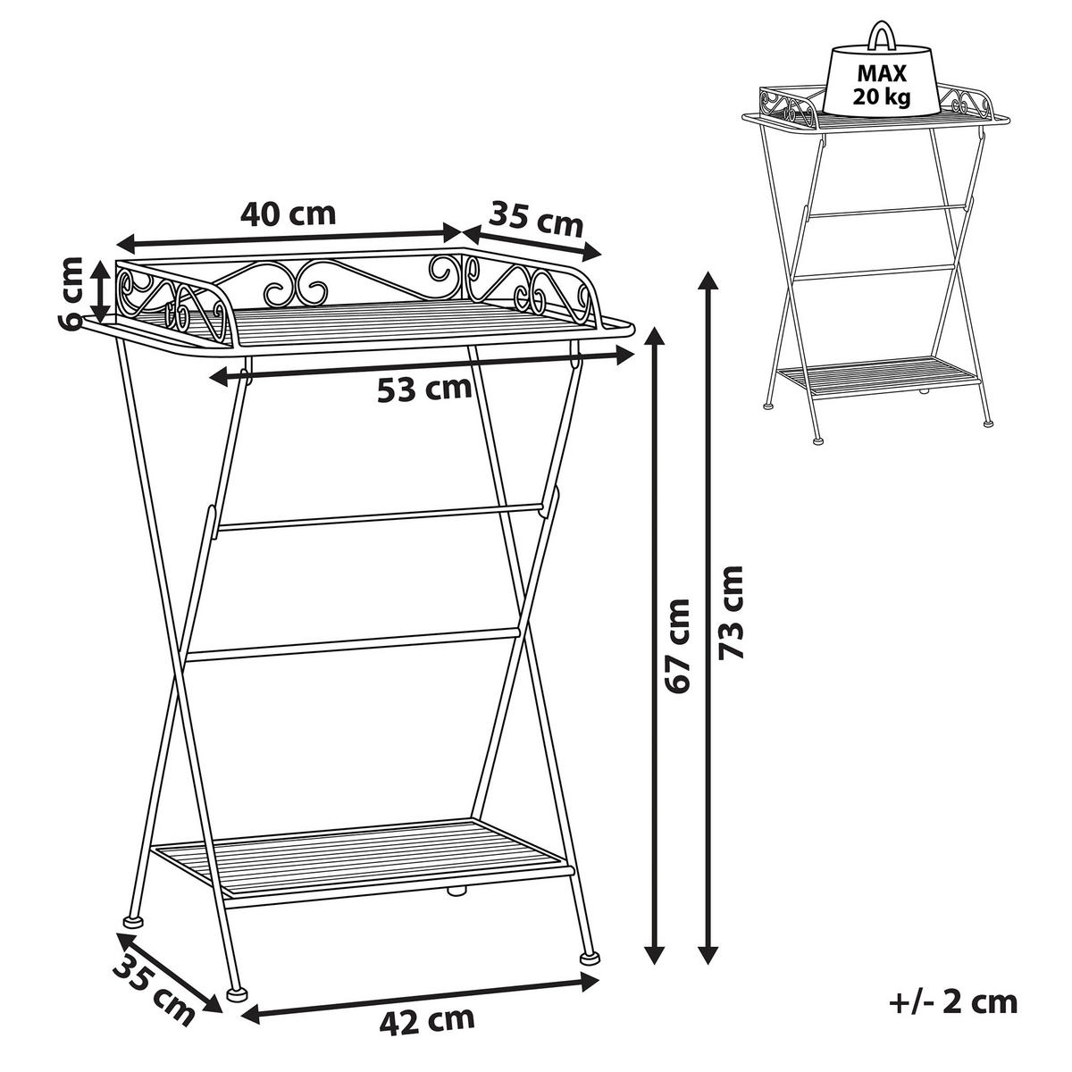 GARTENTISCH Metall Weiß Ancud - Weiß, Metall (35/53/73cm) - Beliani