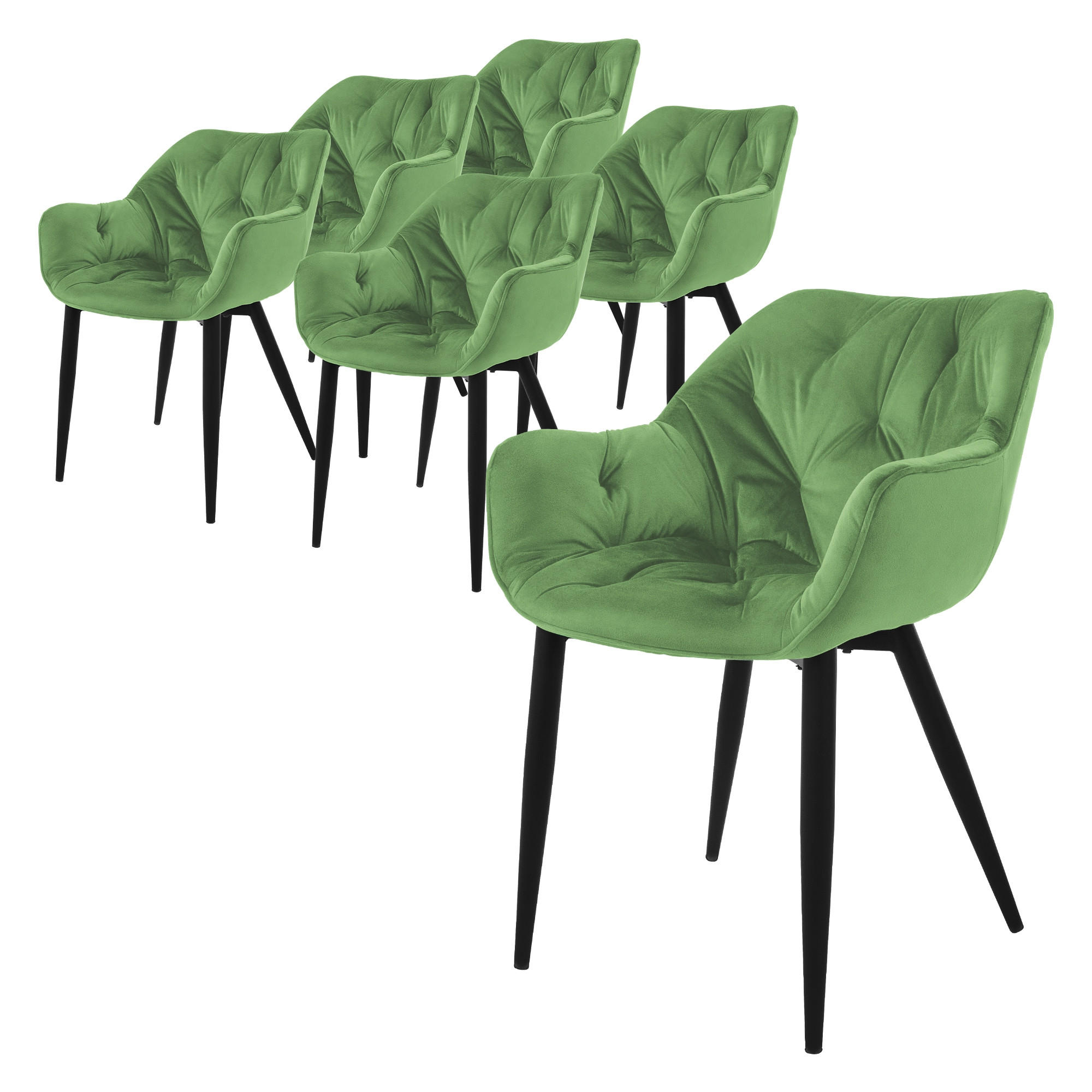 ESSZIMMERSTUHL Samt Salbei 6er Set - Grün, Metall (67/83/59cm) - ML-DESIGN